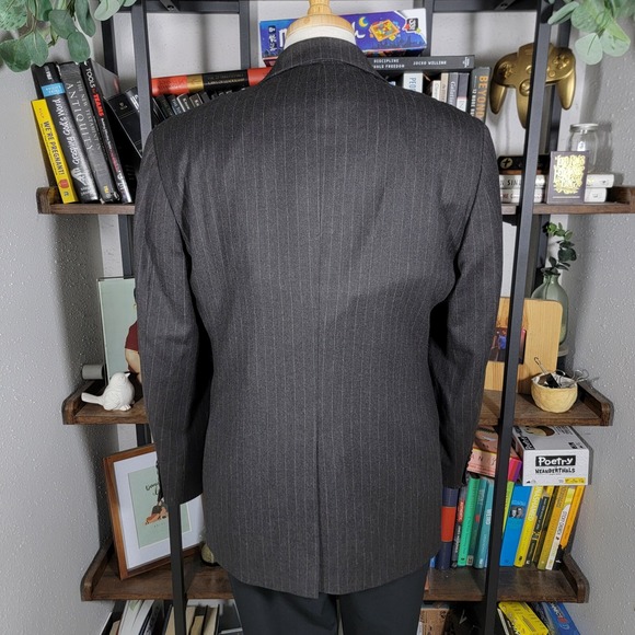 Nautica Men's Flannel Sport Coat Blazer Two Button Brown Striped Wool Size 40R - Picture 12 of 16